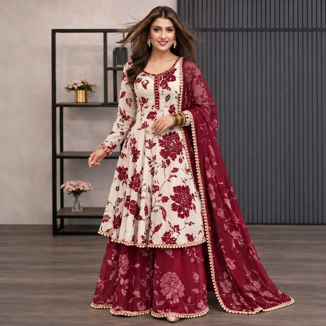 Anarkali Gharara Three-piece