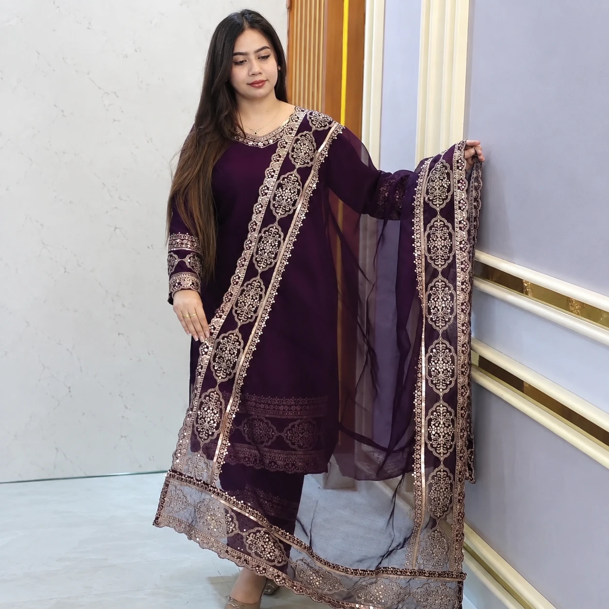 Sequence Embroidery dress