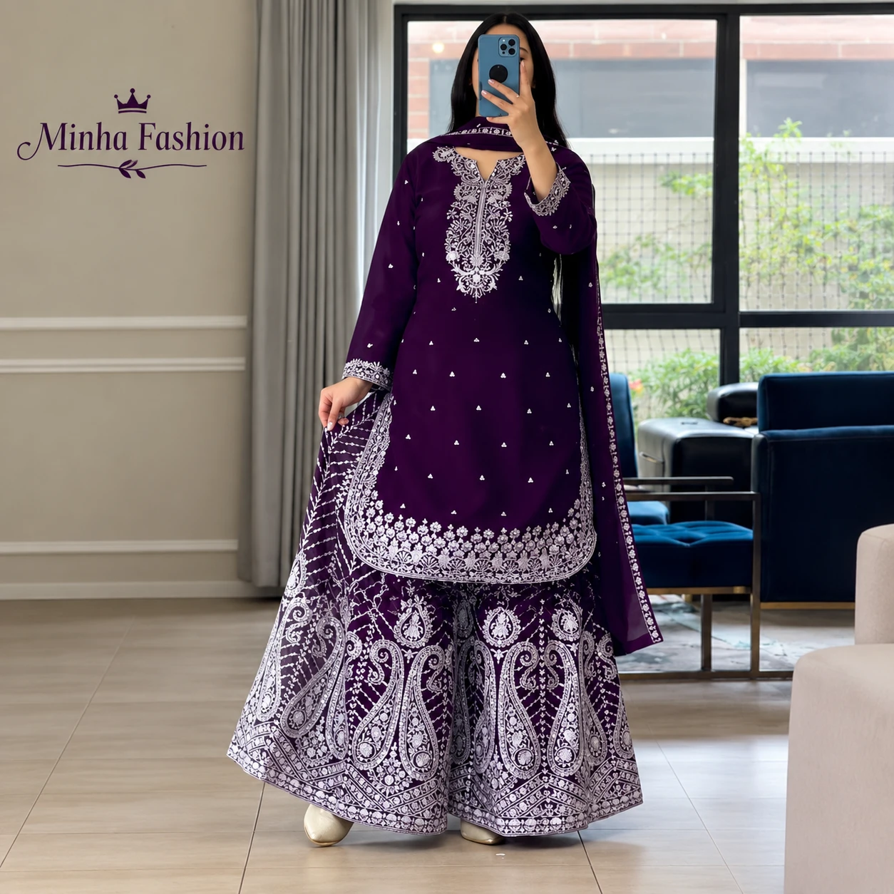 Luxury Sequence Eembroidery Sharara dress